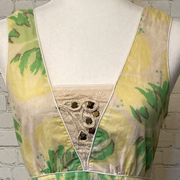 Free People Sundress Yellow/Cream Floral  Size 6 - Picture 5 of 6
